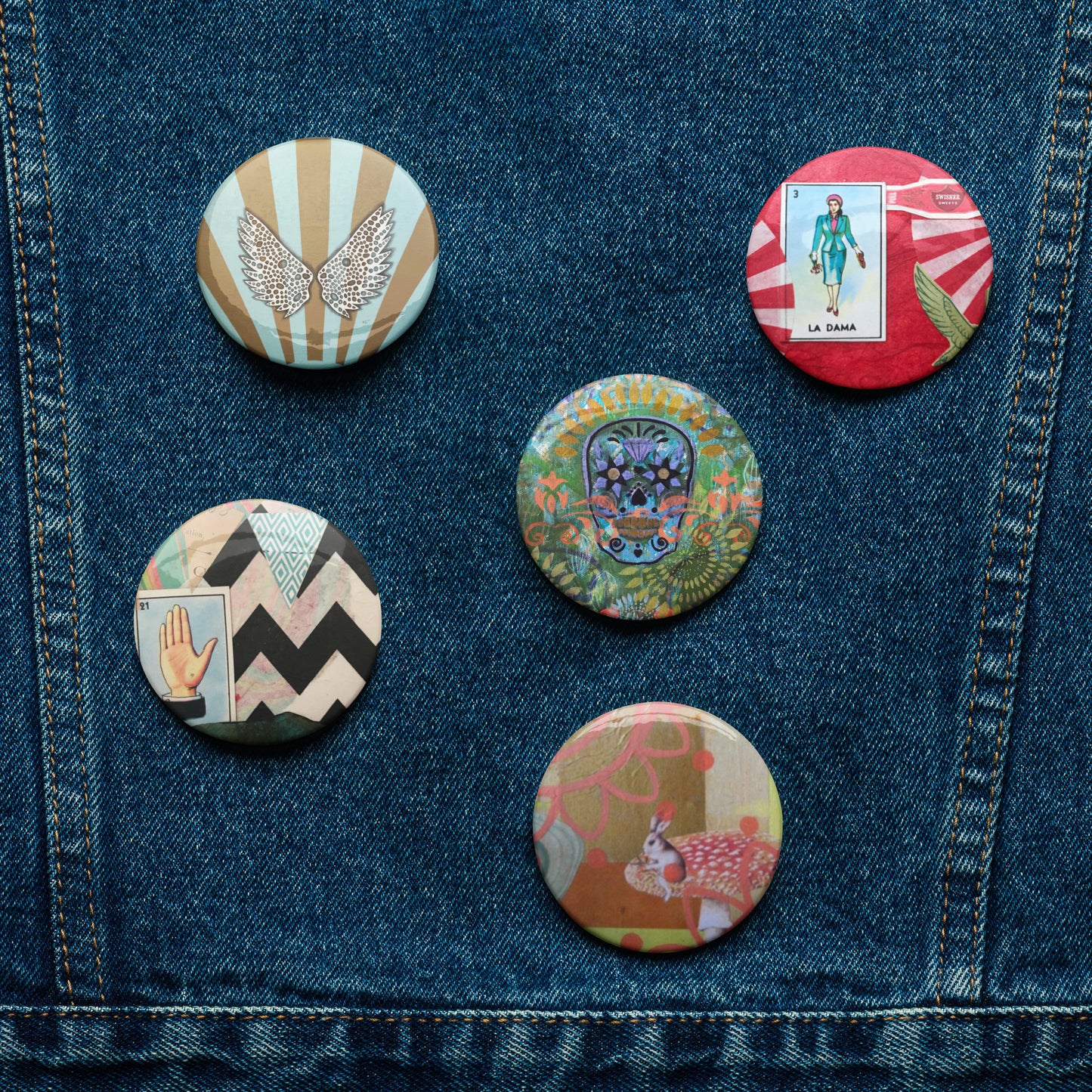 Set of pin buttons